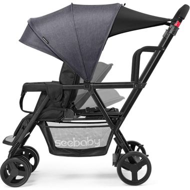 Xe Đẩy Đôi Seebaby T12 Màu Ghi: Giải Pháp Di Chuyển Tiện Lợi Cho Gia Đình Có Hai Bé